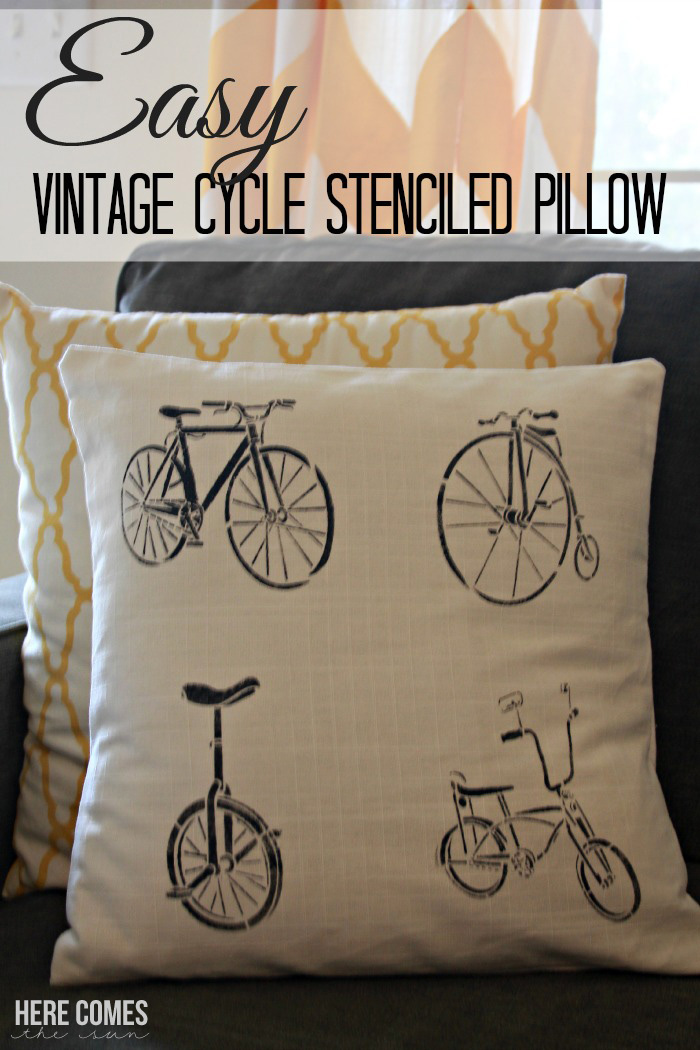 Easy Vintage Cycle Stenciled Pillow