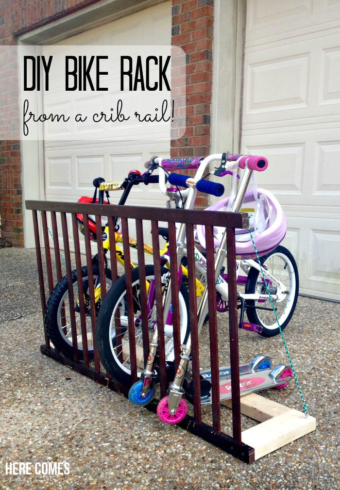 DIY Bike Rack from a Crib Rail!