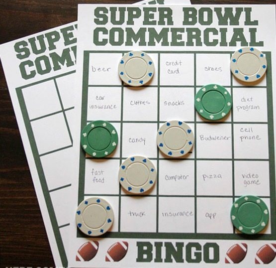 Super Bowl Party Game: Commercial Bingo