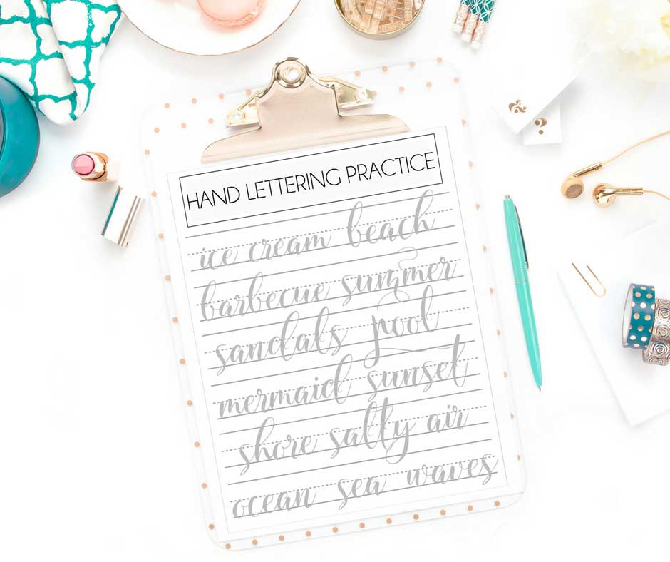 Summer Themed Hand Lettering Practice Sheets | Kelly Leigh Creates