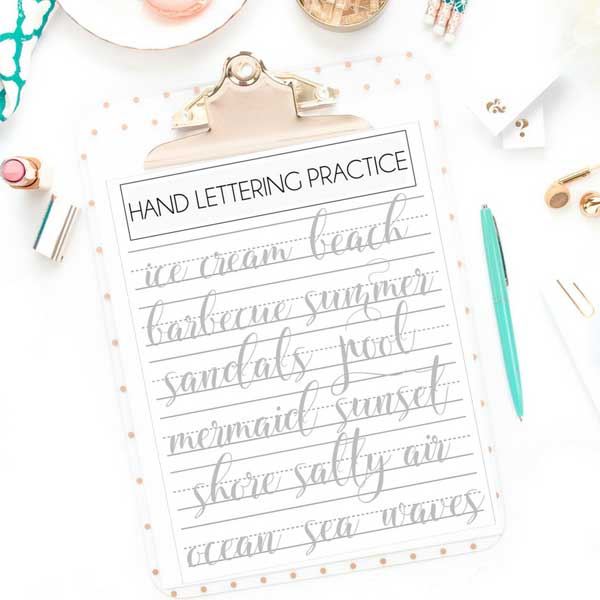 Summer Themed Hand Lettering Practice Sheets | Kelly Leigh Creates