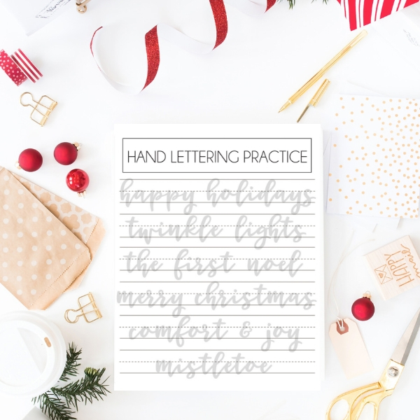 Holiday Hand Lettering Practice Sheets