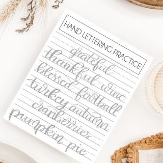 thanksgiving hand lettering practice sheets