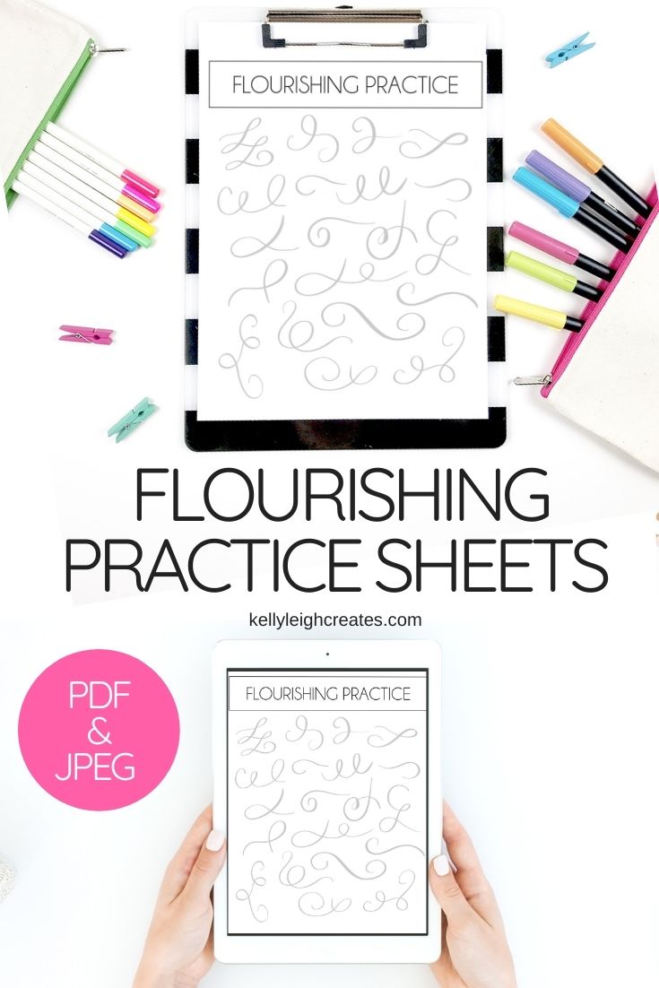 flourishing practice sheets