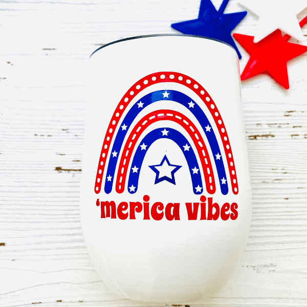4th of July Tumbler with America Rainbow SVG