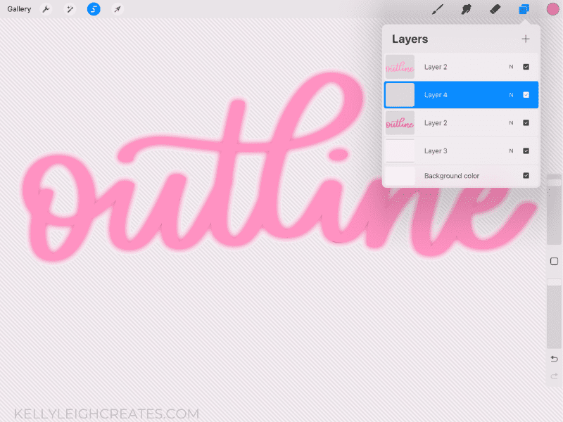 outline lettering in procreate