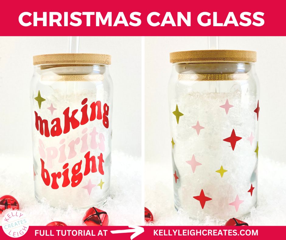 christmas can glass with vinyl wrap